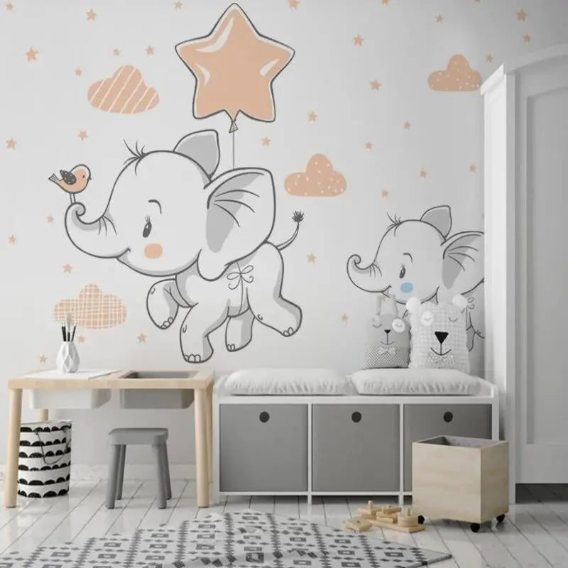 Papel pintado para habitación de bebé con tema de elefante - Second Image