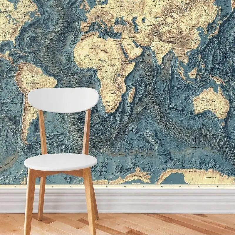 Papel pintado para dormitorio con mapa mundial - Second Image