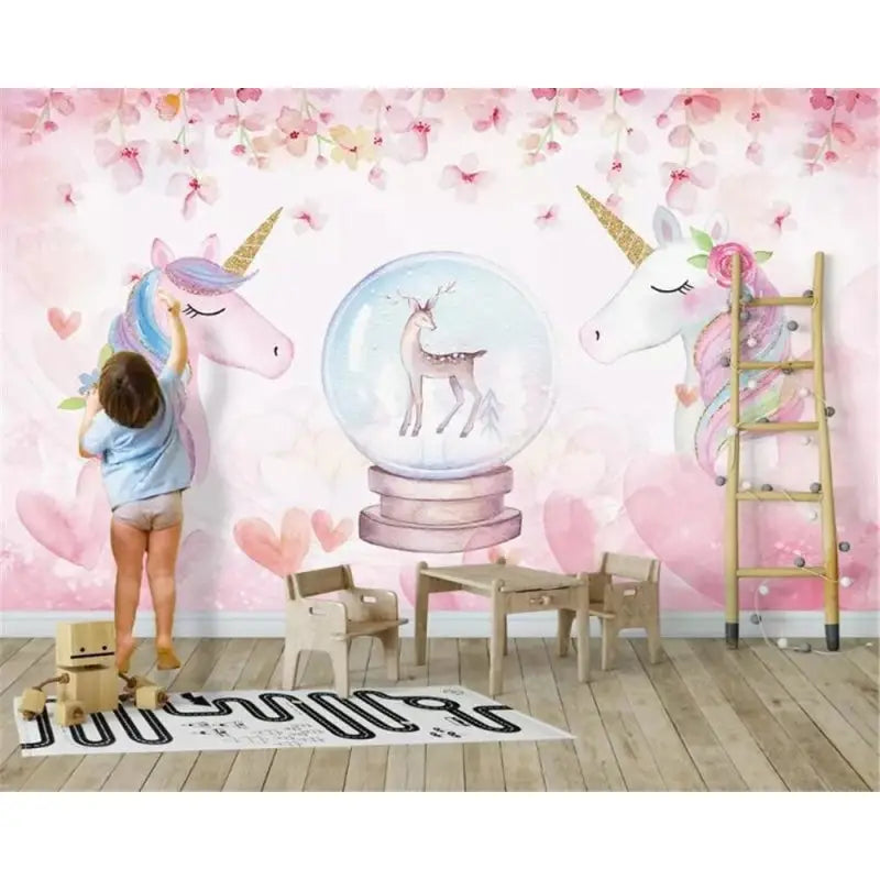 Papel pintado dormitorio de niñas unicornio - Second Image