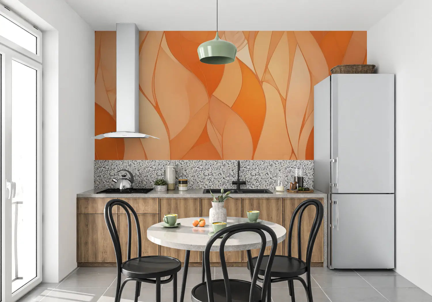 Papel pintado de color naranja - tendencia de pared