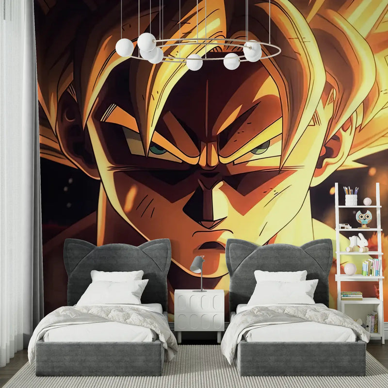 Papier Peint Dbz visage Vegeta - chambre garçon lit