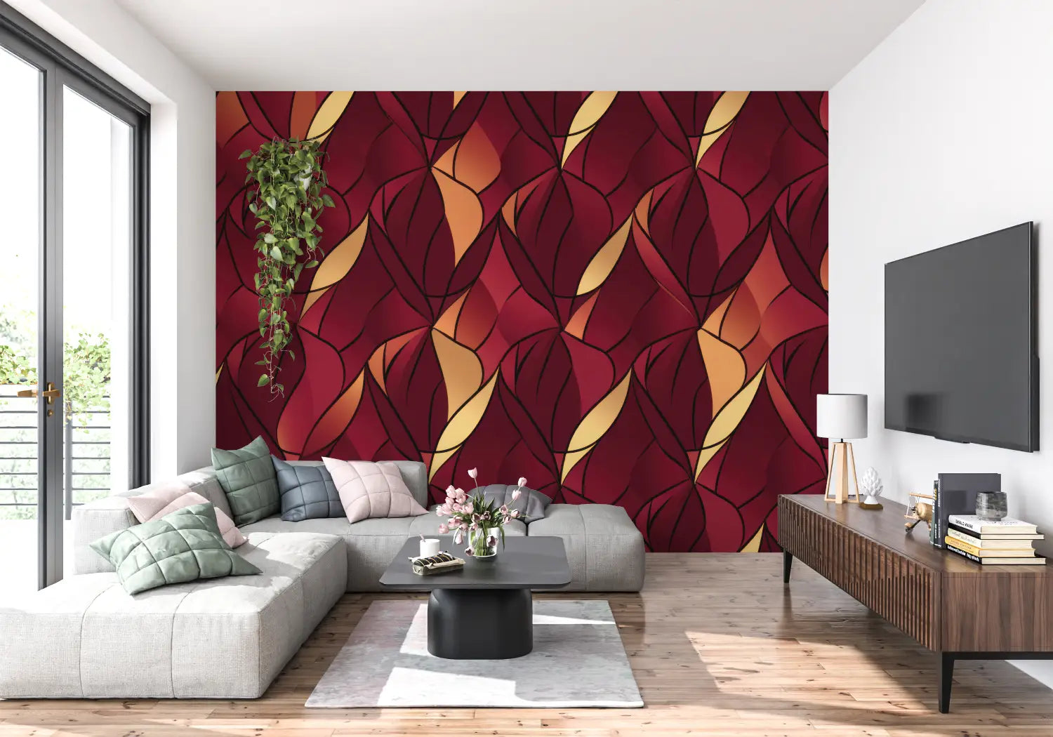 Papel pintado rojo Deco Art - tendencia de la pared