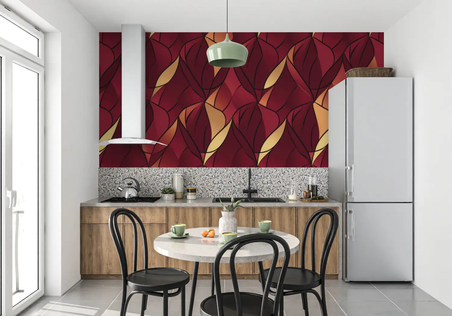 Deco Art Papel Pintado Rojo - pared de la cocina