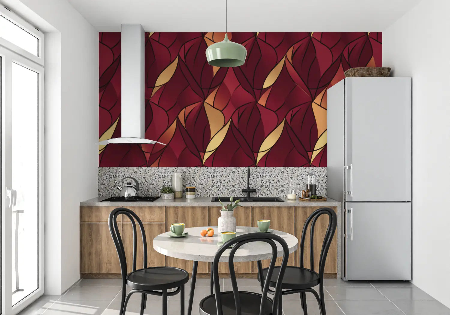 Deco Art Papel Pintado Rojo - pared de la cocina