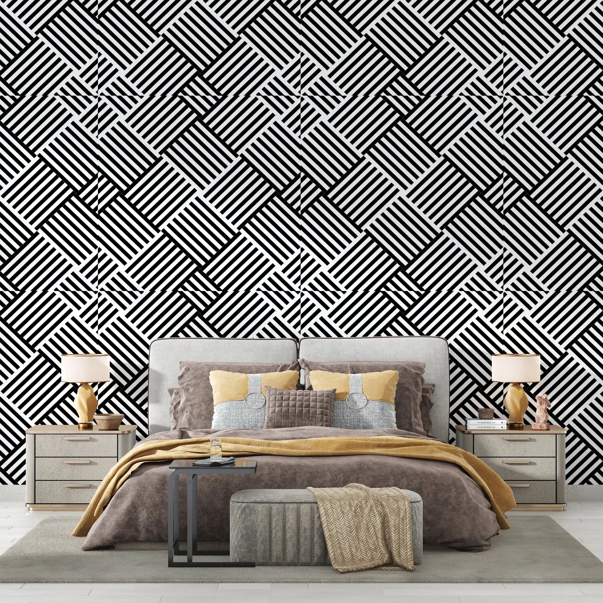 Papel pintado decorativo en blanco y negro