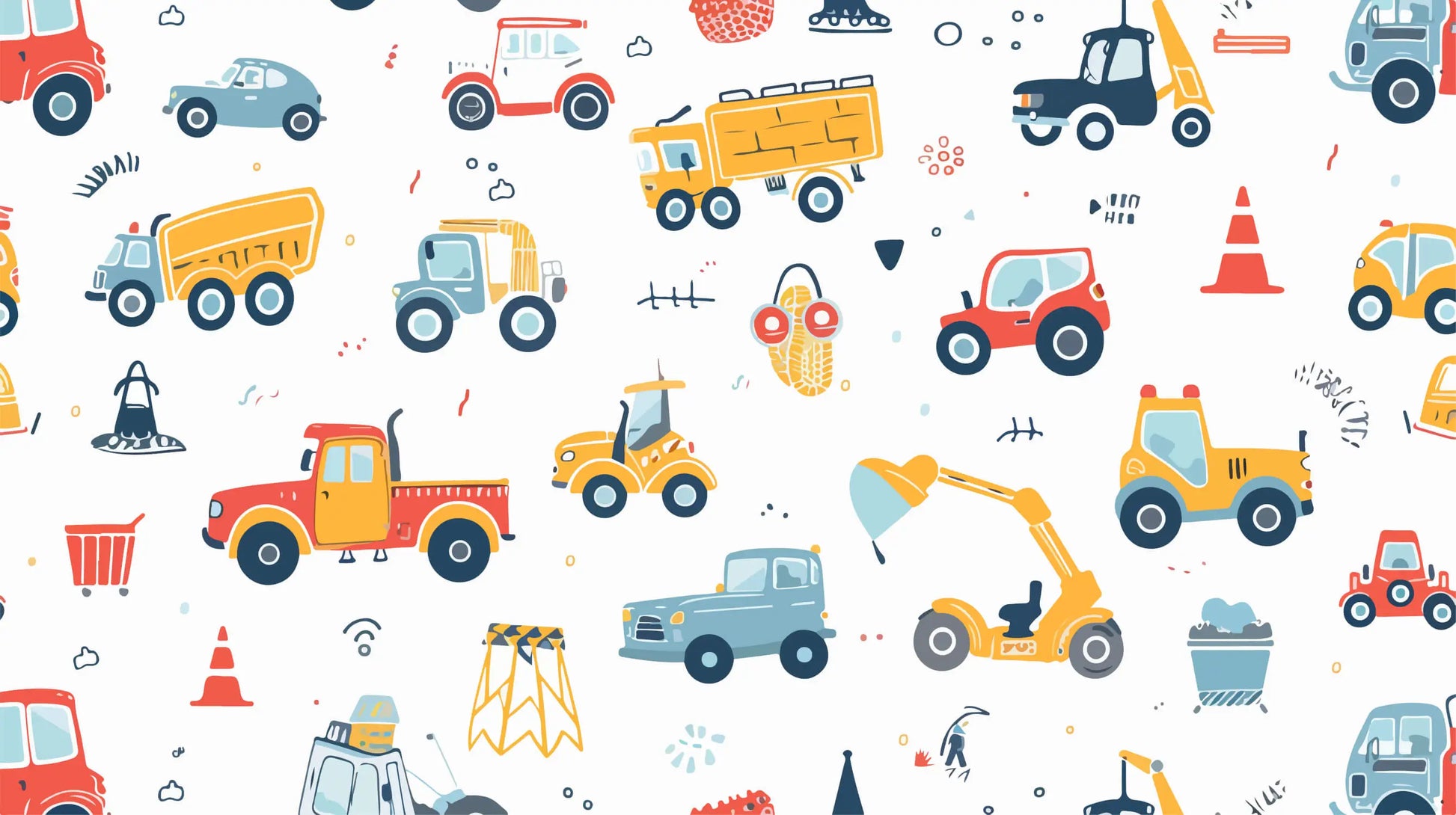 Papel pintado infantil de camiones