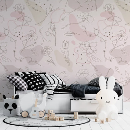 Papel pintado infantil con diseño de flores - manga hero