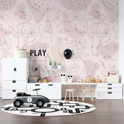 Papel pintado infantil Diseño floral - pared panorámica