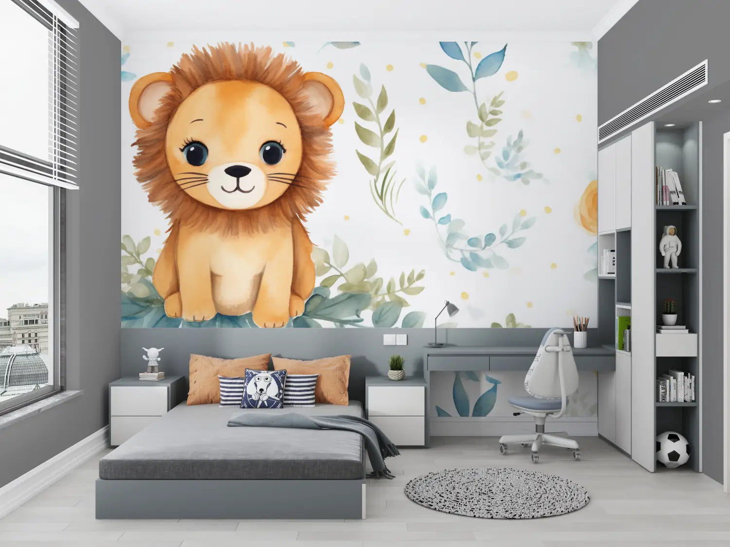 Papier Peint Enfant Frere Lion - chambre petit