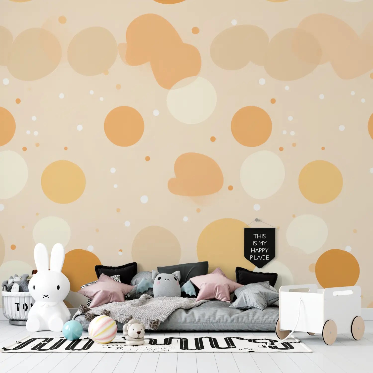 Papel pintado infantil ocre - papel pintado para niño