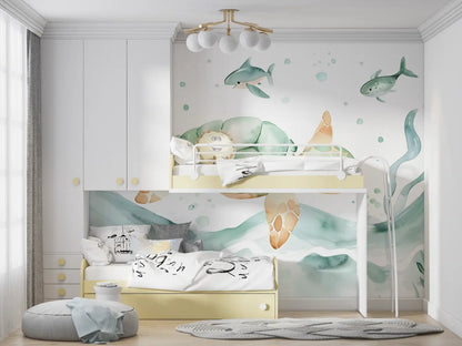 Papel pintado infantil Tortuga - tapices de pared