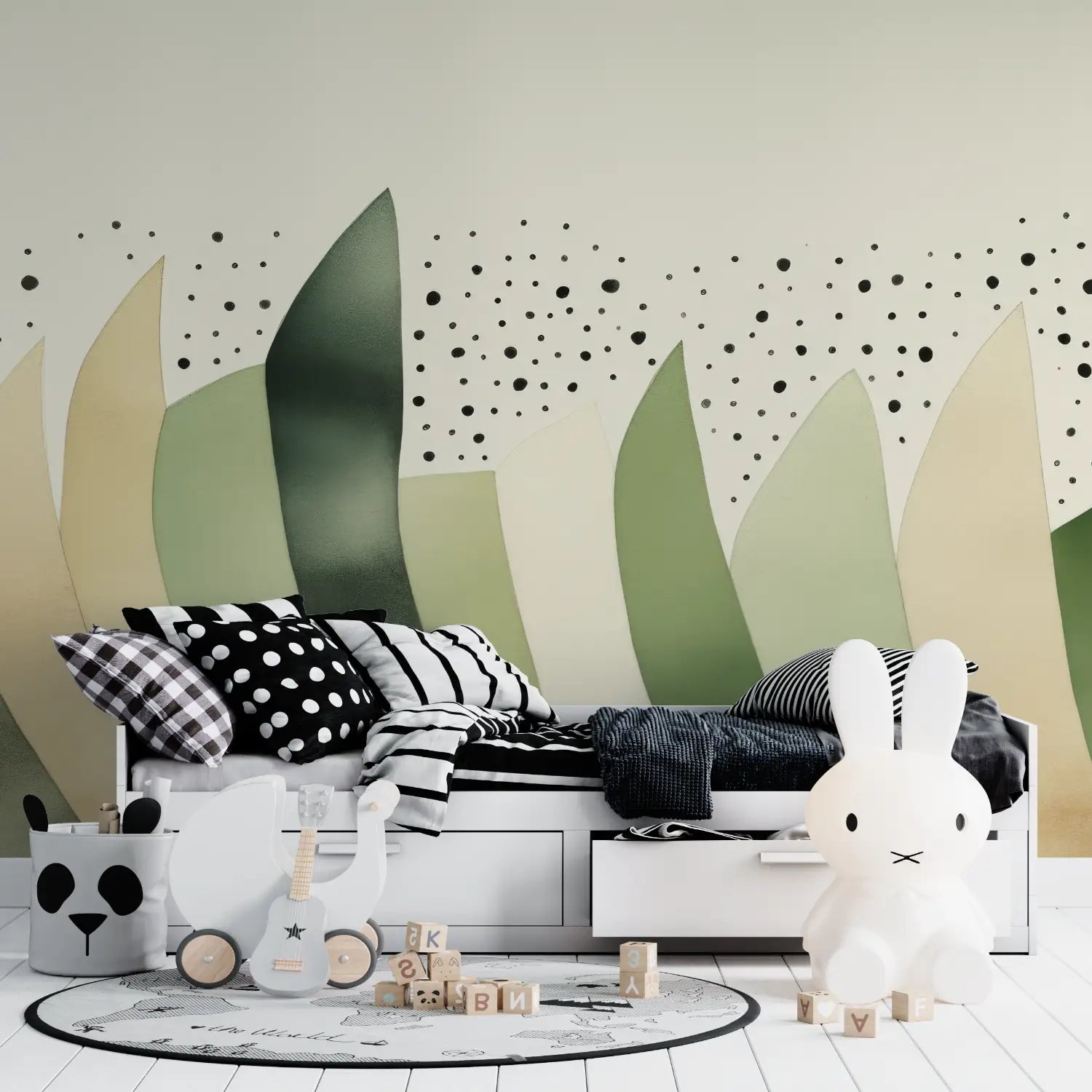 Papel pintado infantil verde salvia - tapices de pared