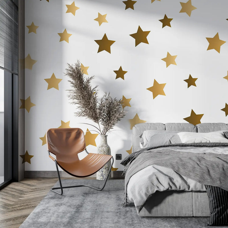 Papier Peint Étoiles Dorées - tendance mur