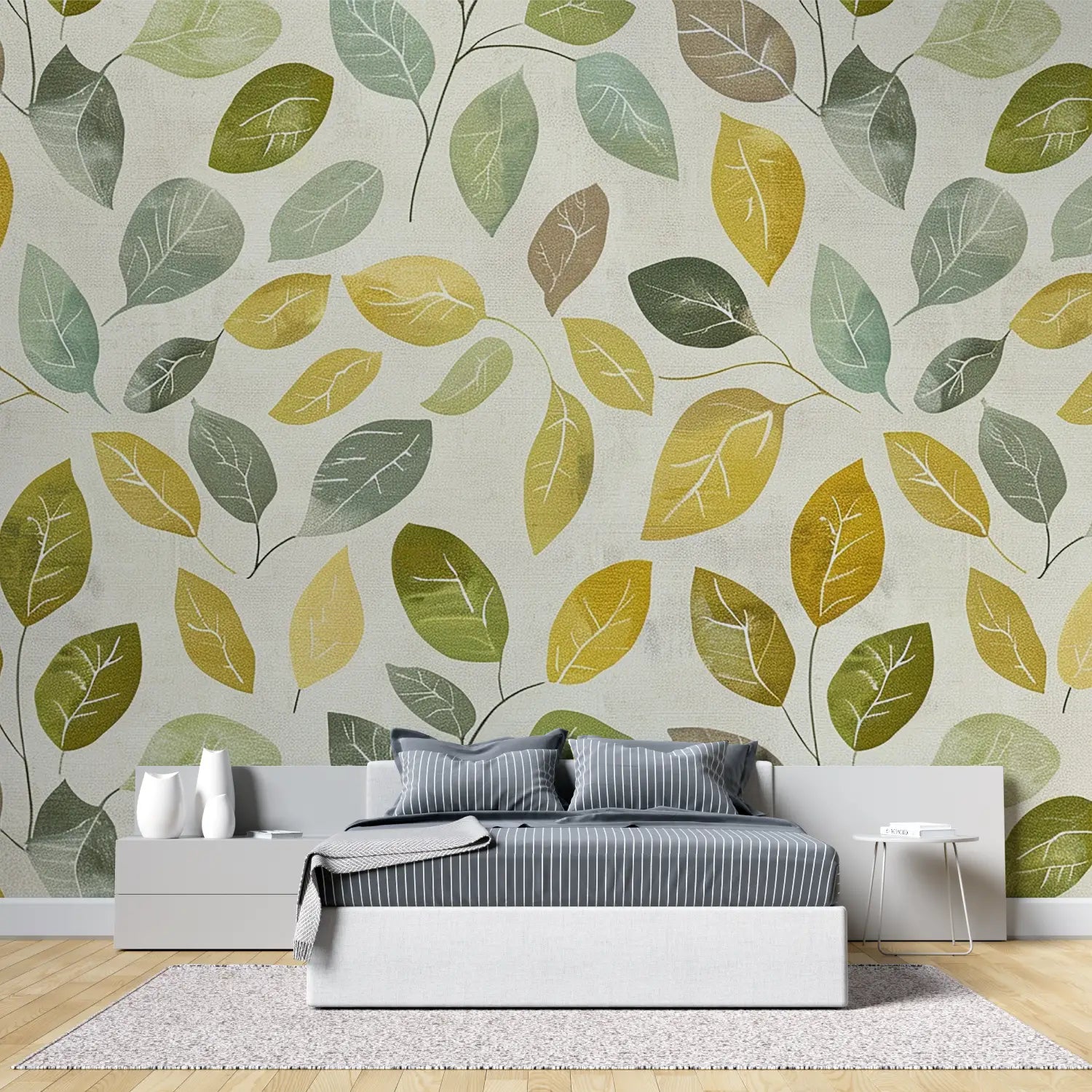 Papel pintado de follaje verde y amarillo - tendencia 2024