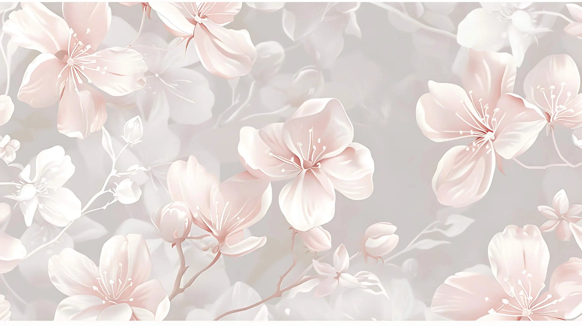 Papel pintado de flores rosas y grises