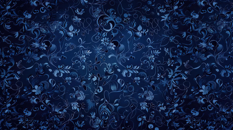 Papel pintado floral azul marino