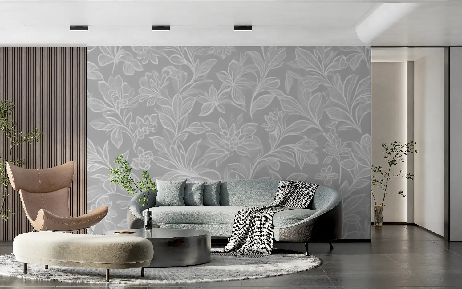 Papier Peint Floral Gris - tendance 2024