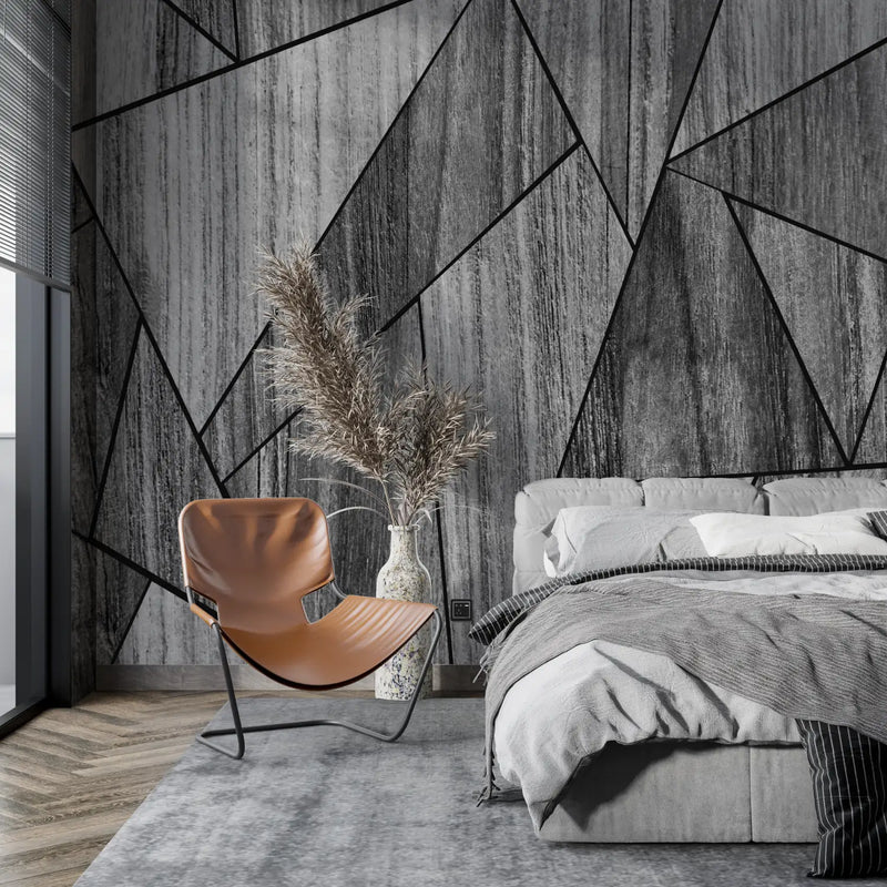 Papier Peint Géométrique Gris Et Blanc - tendance mur