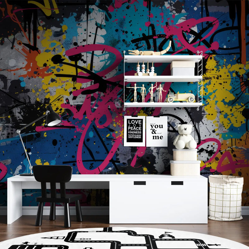 Papier Peint Graffiti Ado - chambre spiderman