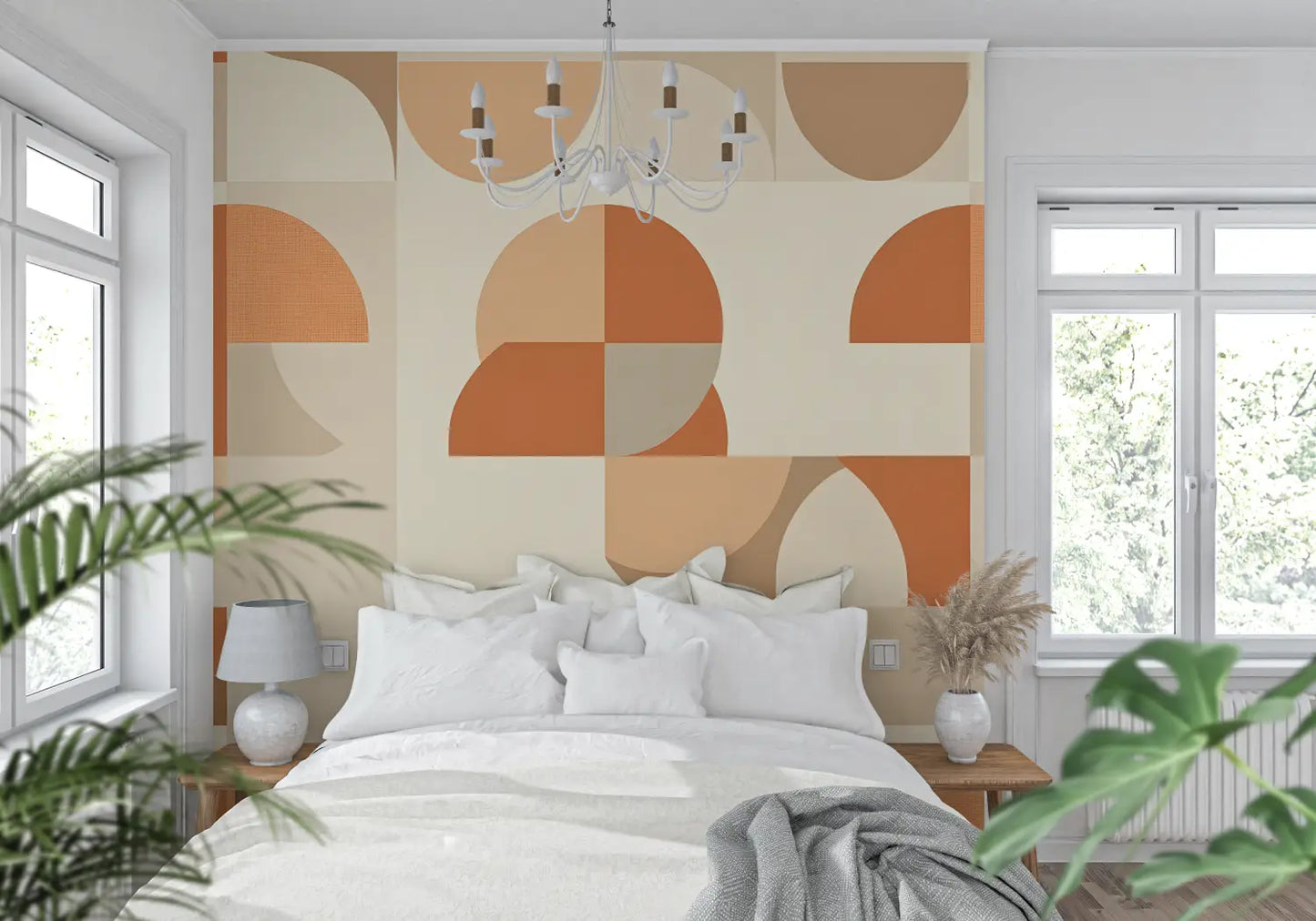 Papel pintado gráfico naranja - 4murs