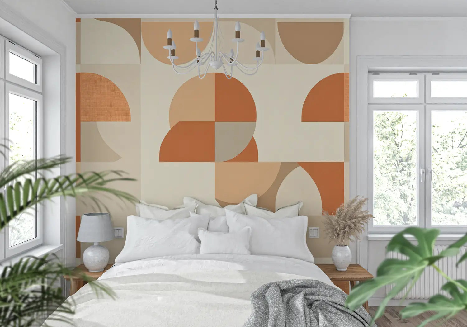 Papel pintado gráfico naranja - 4murs