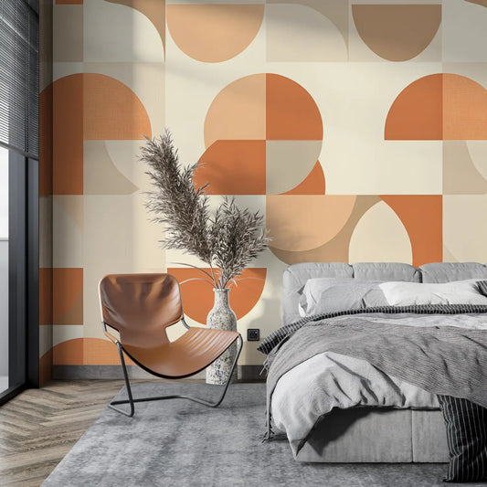 Papel pintado gráfico naranja - papel pintado panorámico