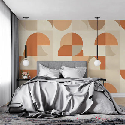 Papel pintado gráfico naranja - tendencia de pared