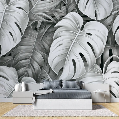 Papel pintado gris para dormitorio de adultos - mural panorámico