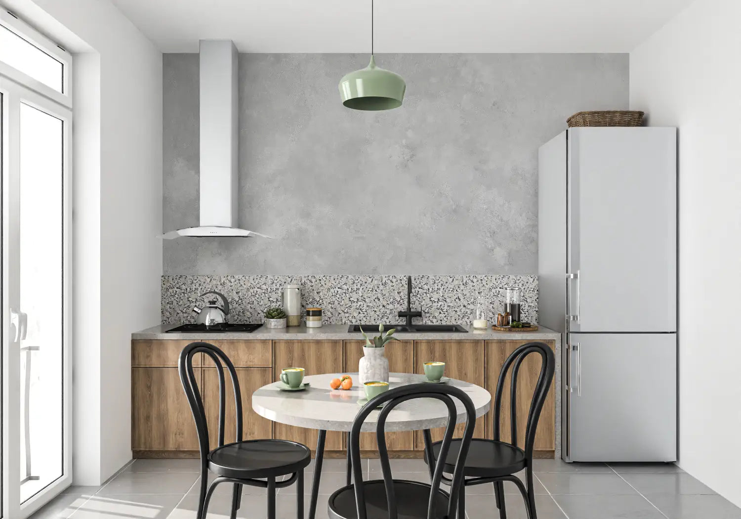 Papel pintado de comedor gris claro - 4murs