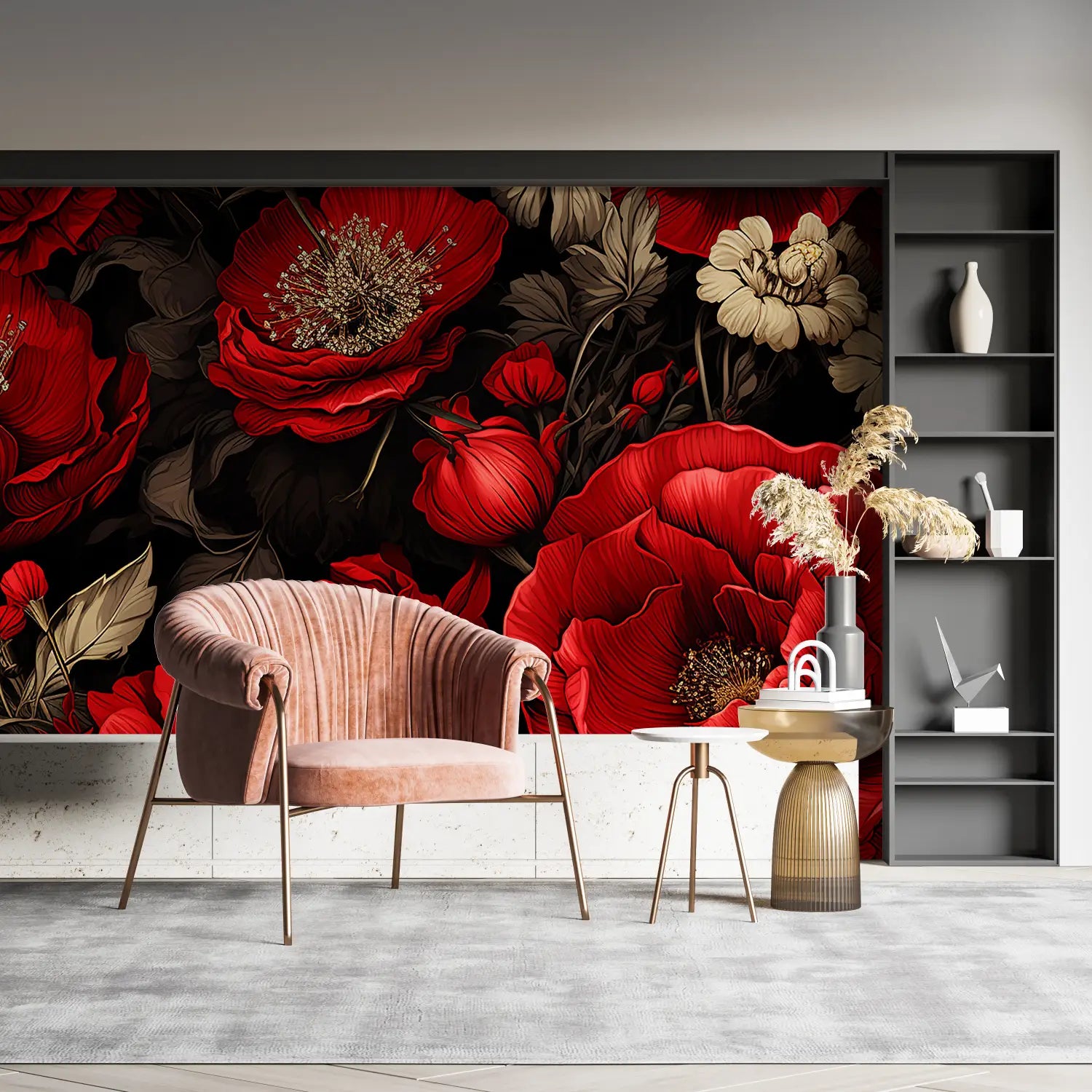 Papier Peint Grosse Rose Rouge - pano mural