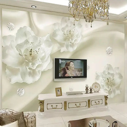 Papel pintado de flores blancas grandes