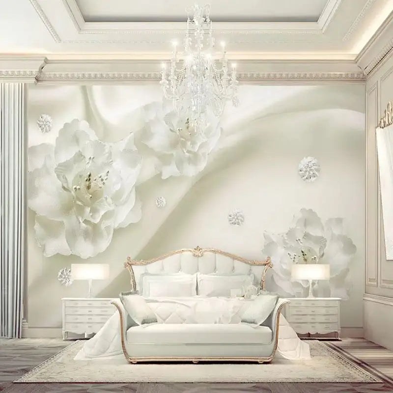 Papel pintado de flores blancas grandes