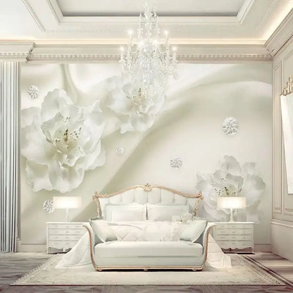 Papel pintado de flores blancas grandes