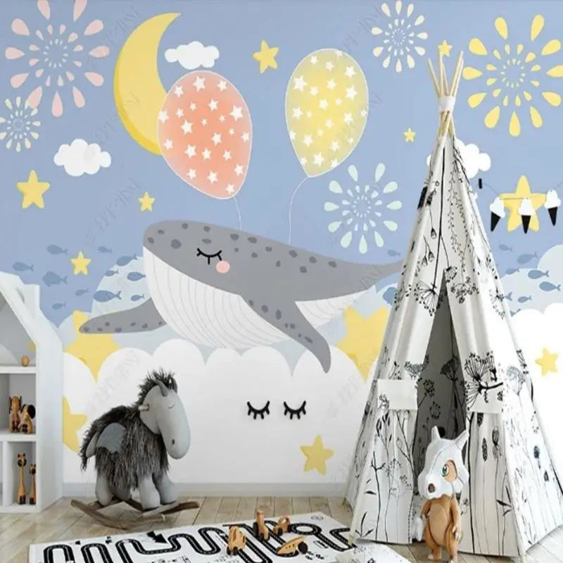 Papel pintado no tejido para habitación de bebé