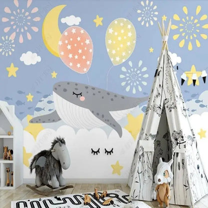 Papel pintado no tejido para habitación de bebé