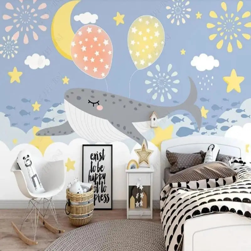 Papel pintado no tejido para habitación de bebé