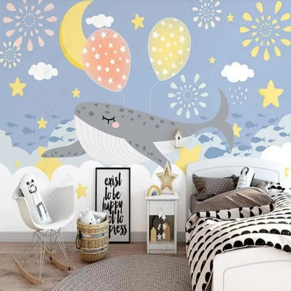 Papel pintado no tejido para habitación de bebé