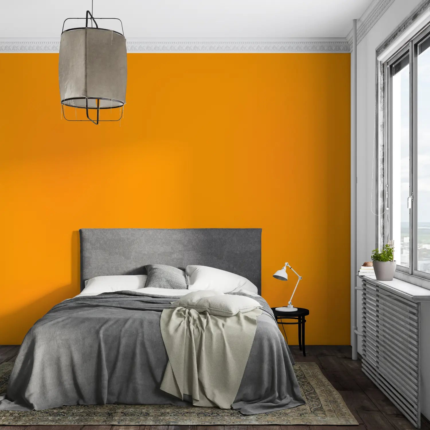 Papel pintado tejido no tejido naranja - de pared