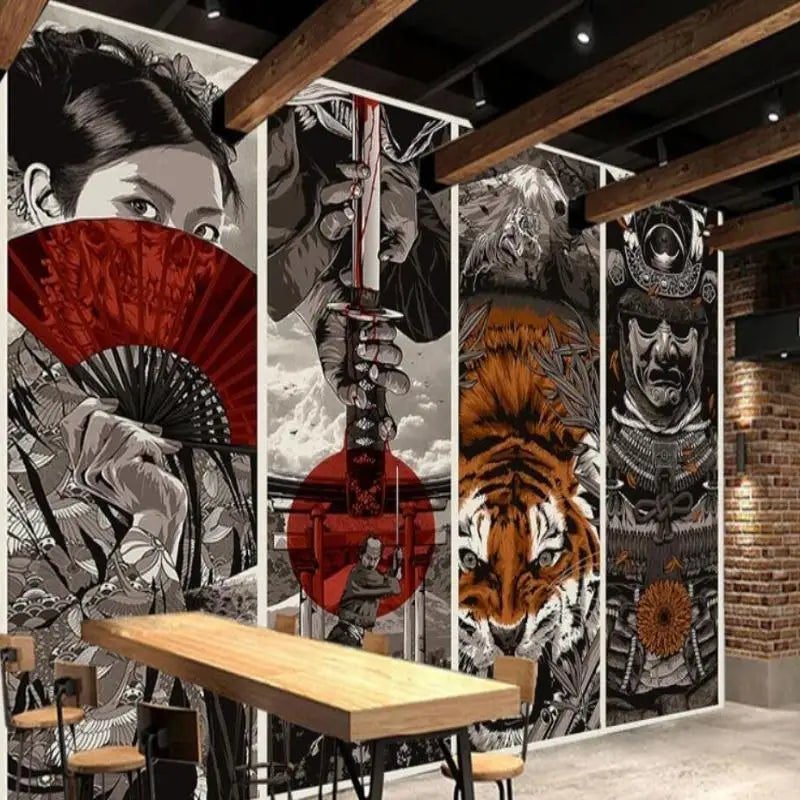 Papel Pintado de Geisha Japonesa y Samurai