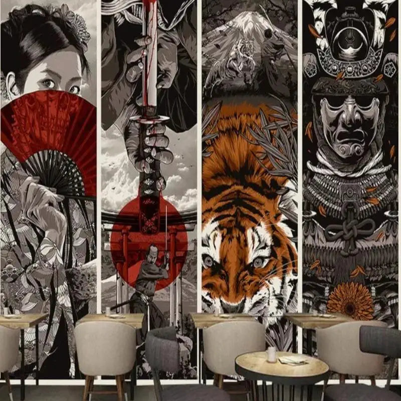 Papel Pintado de Geisha Japonesa y Samurai