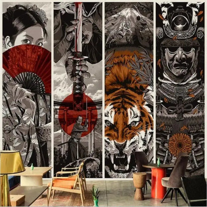 Papel Pintado de Geisha Japonesa y Samurai