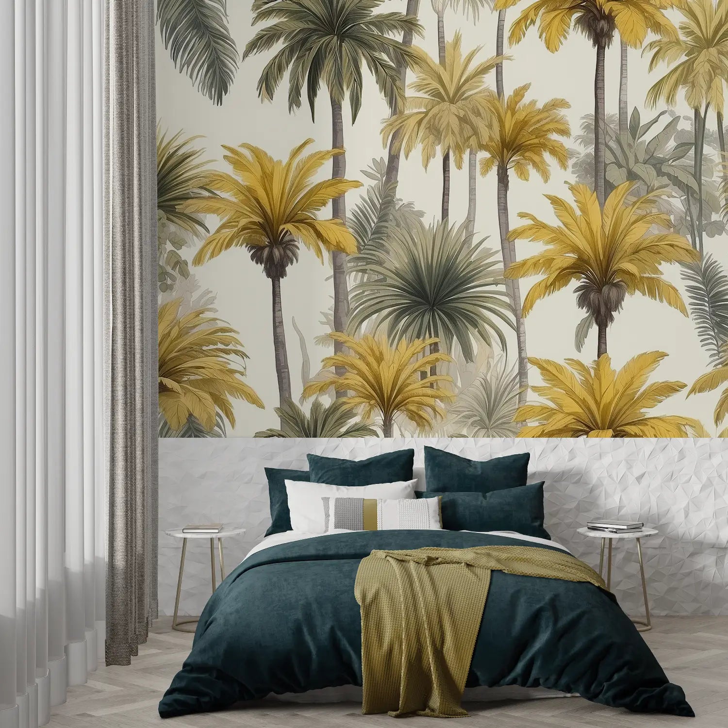 Papel pintado amarillo y gris - panorámico de moda