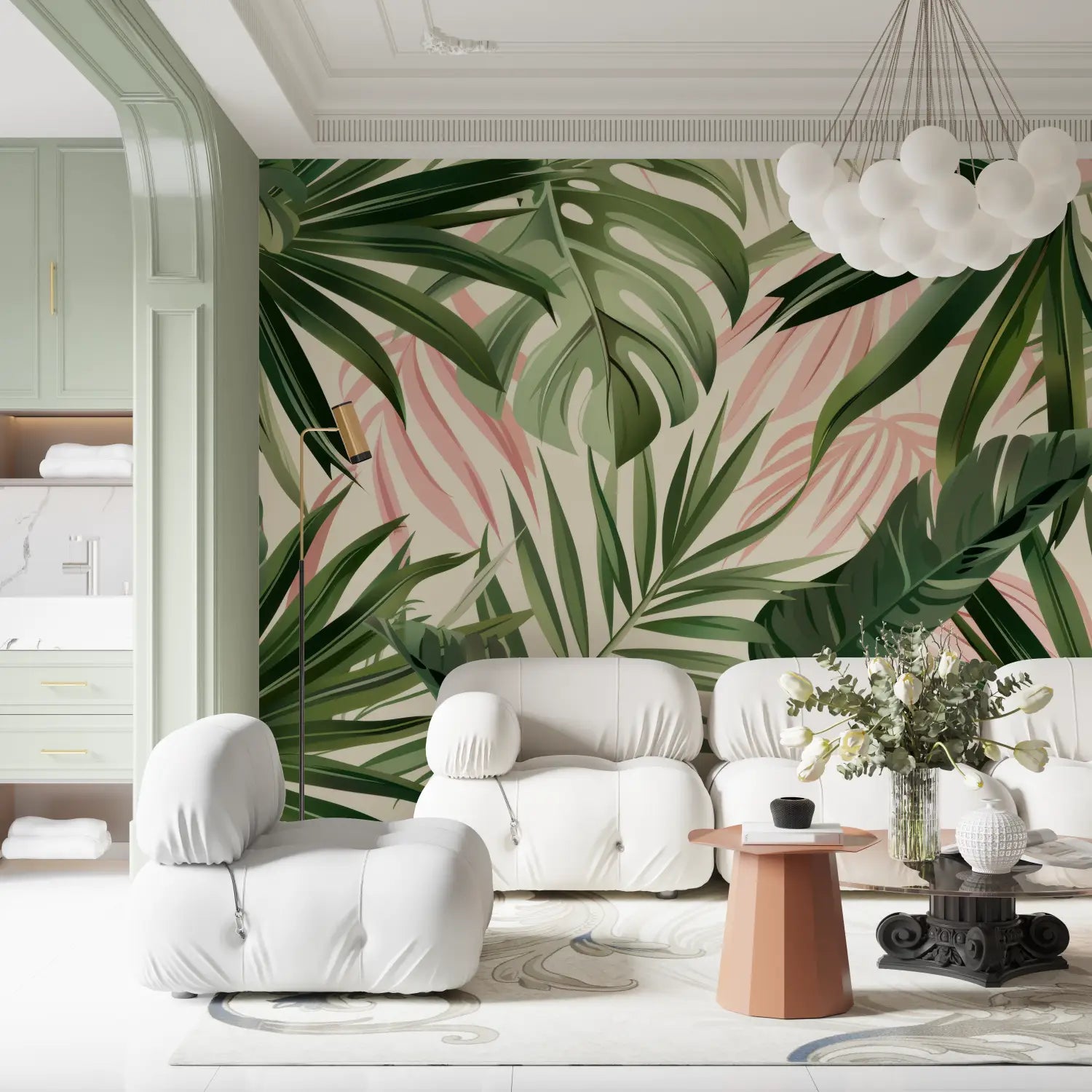 Papier Peint Jungle Vert Rose - tendances