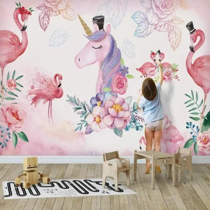 Papel Pintado De Unicornio Colorido