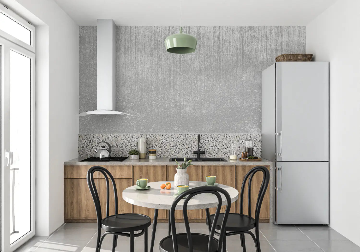 Papel pintado gris metalizado - tendencia en las paredes
