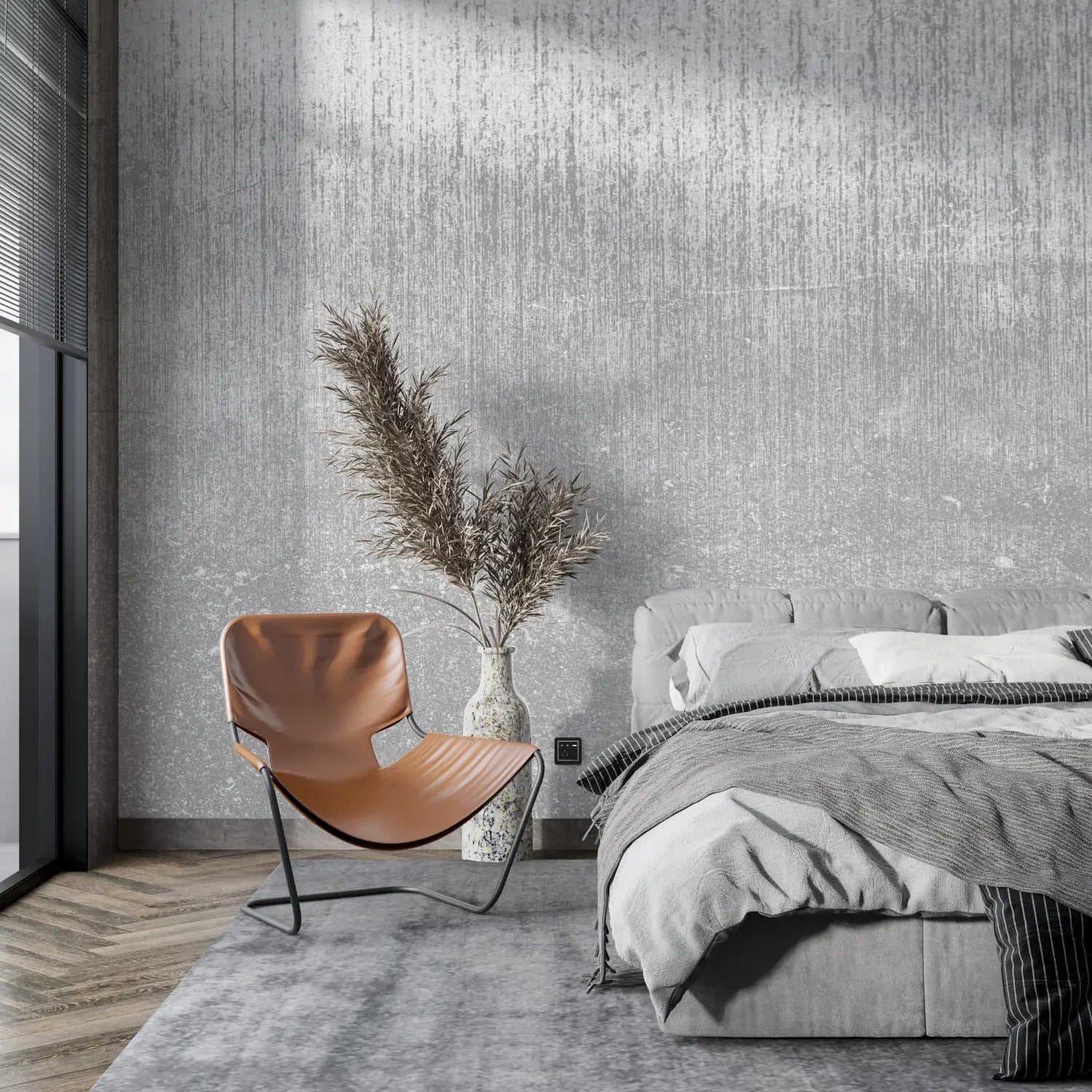 Papel pintado gris metalizado - panorámico 4murs