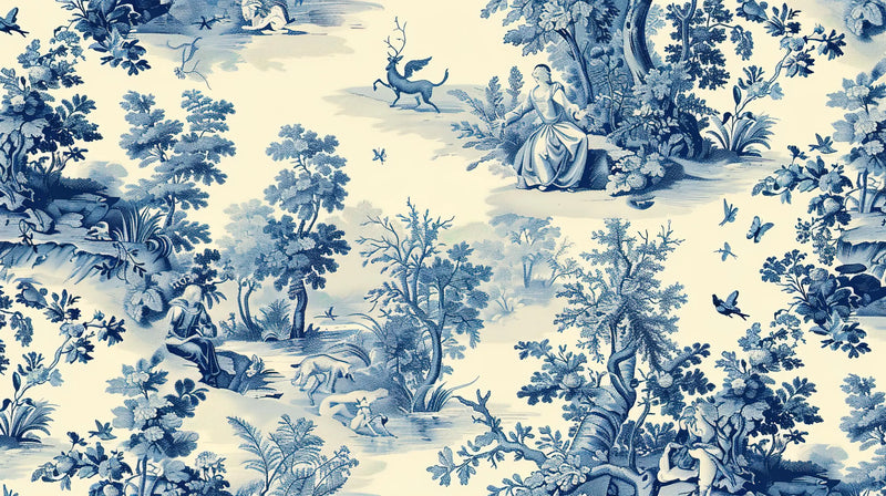 Papel pintado con estampado de árbol azul