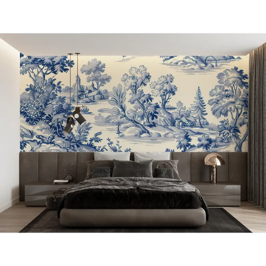 Papel Pintado Con Patrón Toile De Jouy - papel pintado