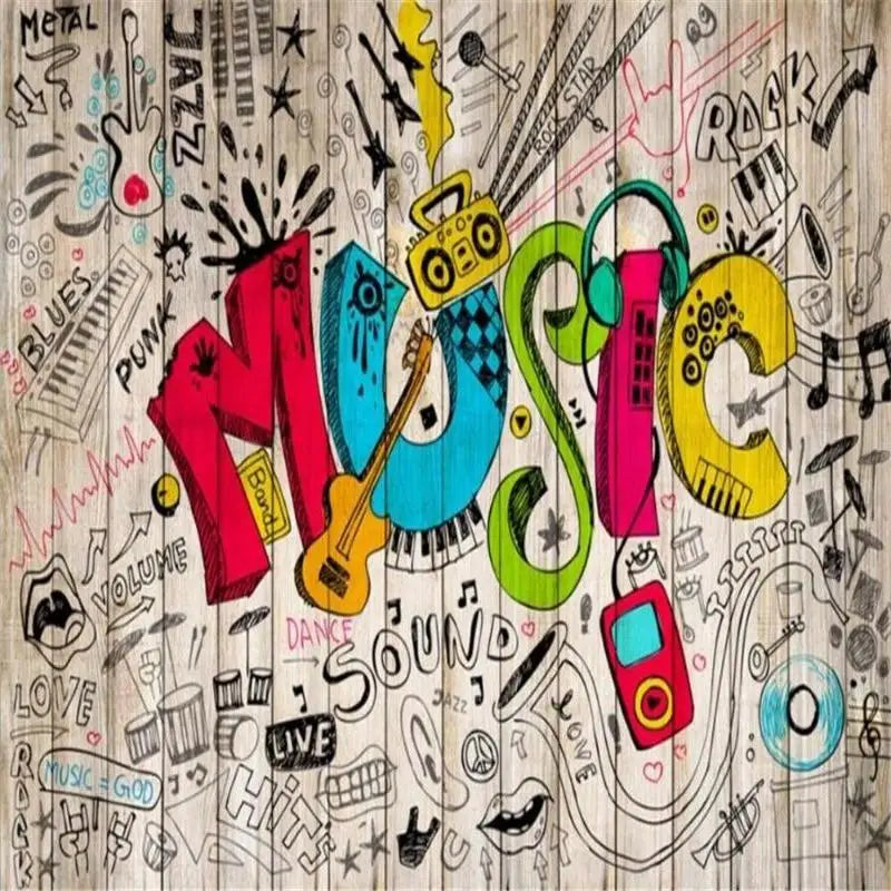 Papel pintado con etiquetas musicales - Second Image