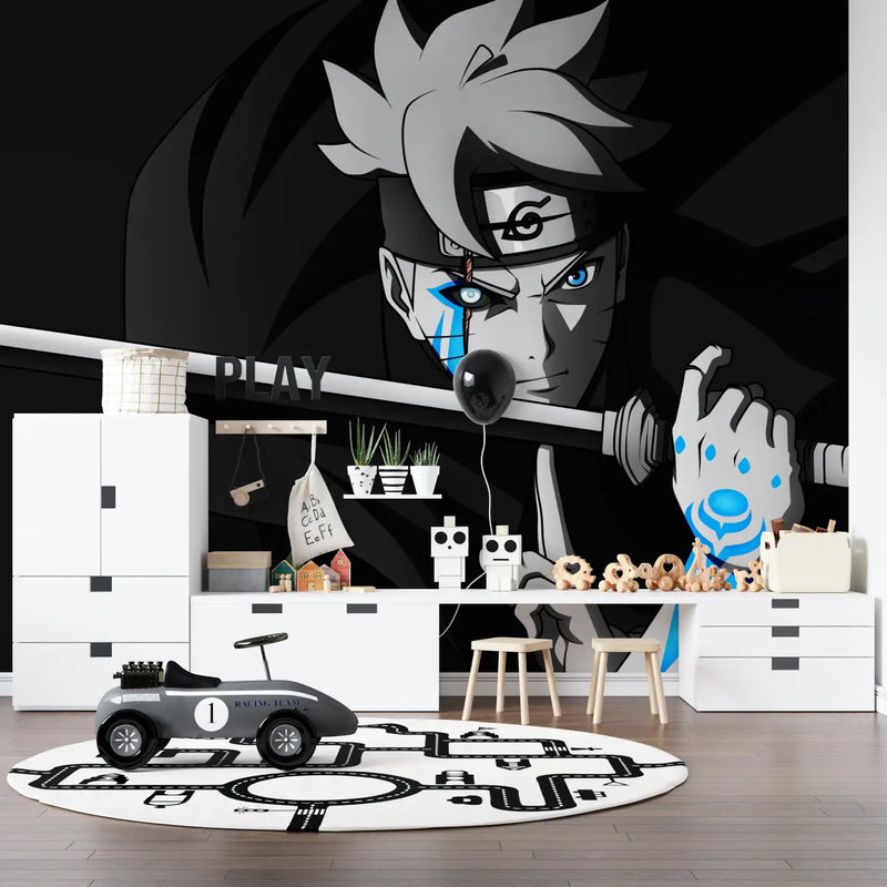 Papier Peint Naruto Bleu et Noir - mur panoramique